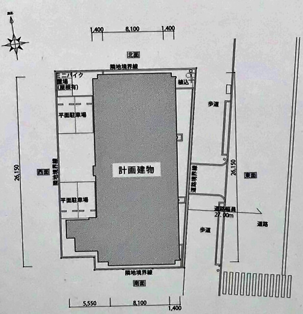 エスリード「（仮称）中央区森ノ宮中央1丁目新築工事」配置図