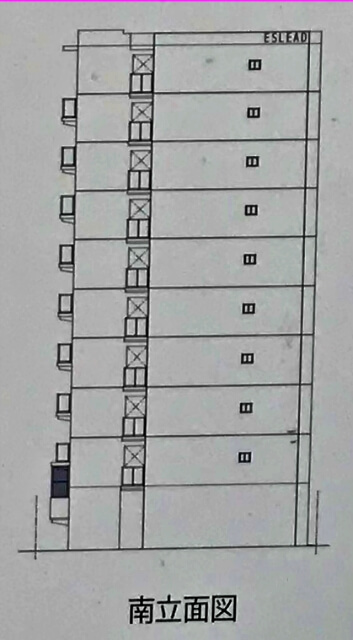 エスリード「（仮称）中央区森ノ宮中央1丁目新築工事」南立面図