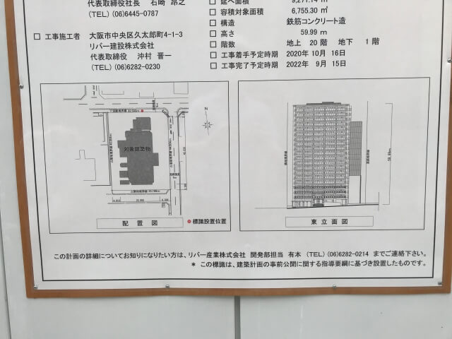 「リバーガーデン上町一丁目」配置図と立面図