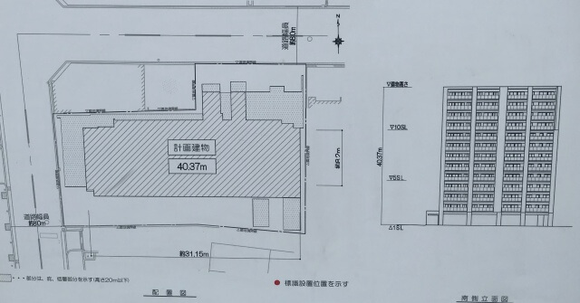 「レジェイド上本町」の立面図と配置図