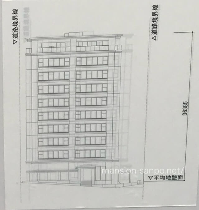 「グランドメゾン清水谷オーナーズハウス」南側立面図