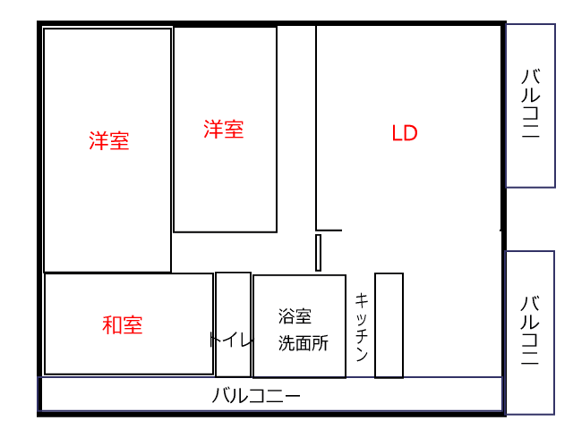 マンション3LDK間取り図「角住戸（角部屋）」
